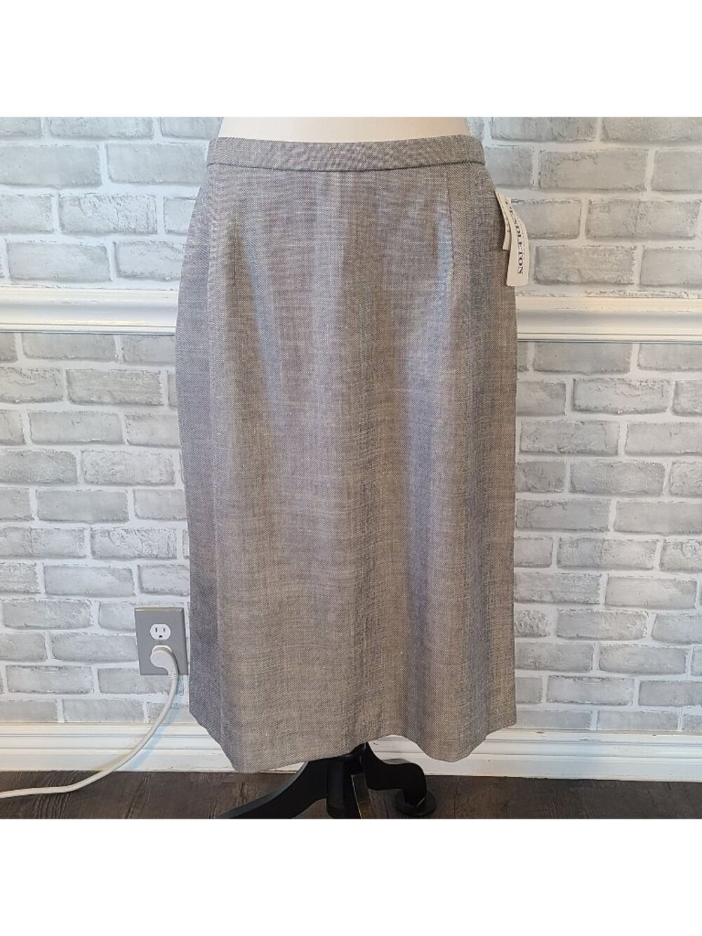 Vintage Pendleton Gray Silk Wool Rayon Skirt 14 Made in USA 90s Minimalist CBK